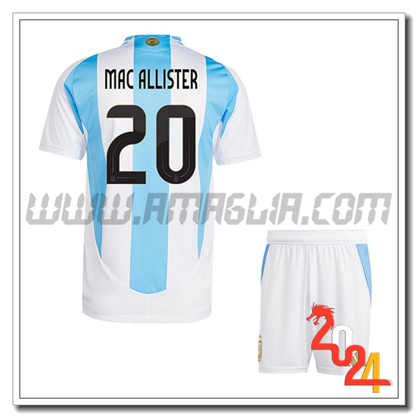 Prima Maglia Squadra Argentina Bambino MAC ALLISTER #20 2024 2025