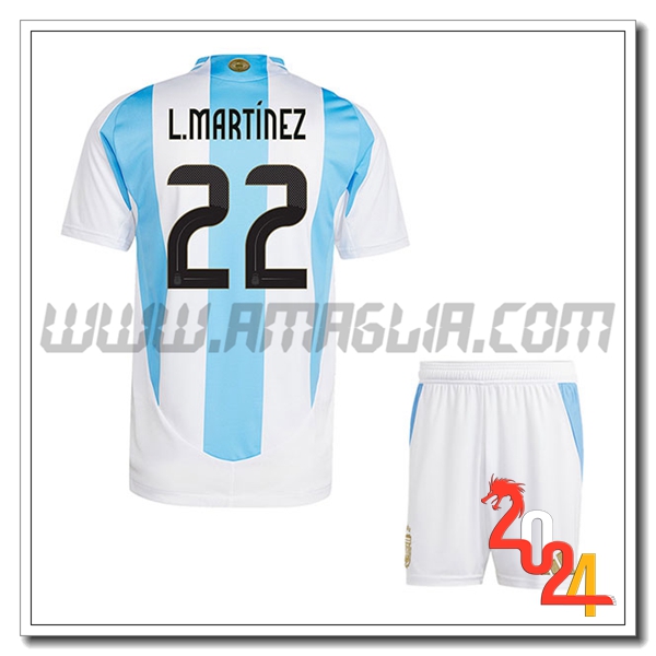 Prima Maglia Squadra Argentina Bambino L.MARTINEZ #22 2024 2025