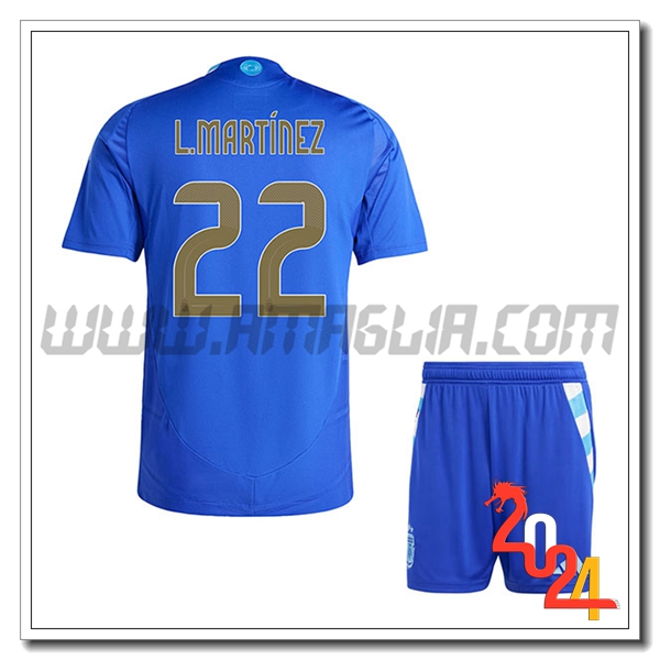 Seconda Maglia Squadra Argentina Bambino L.MARTINEZ #22 2024 2025