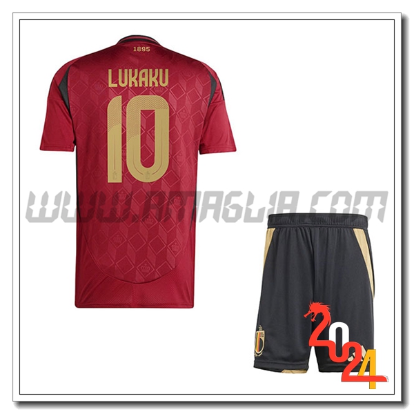 Prima Maglia Squadra Belgio Bambino LUKAKU #10 2024 2025