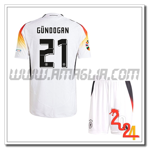 Prima Maglia Squadra Germania Bambino GUNDOGAN #21 2024 2025