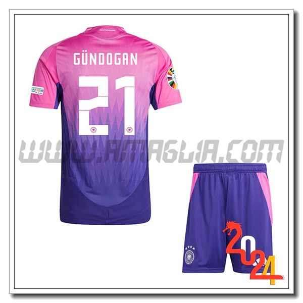 Seconda Maglia Squadra Germania Bambino GUNDOGAN #21 2024 2025