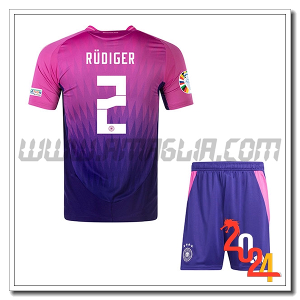 Seconda Maglia Squadra Germania Bambino RUDIGER #2 2024 2025