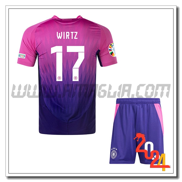 Seconda Maglia Squadra Germania Bambino WIRTZ #17 2024 2025