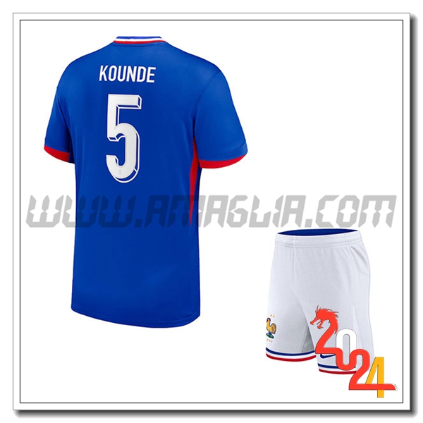 Prima Maglia Squadra Francia Bambino KOUNDE #5 2024 2025