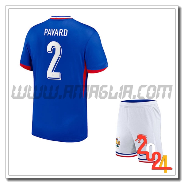 Prima Maglia Squadra Francia Bambino PAVARD #2 2024 2025