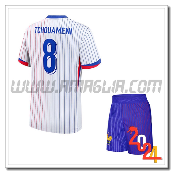 Seconda Maglia Squadra Francia Bambino TCHOUAMENI #8 2024 2025