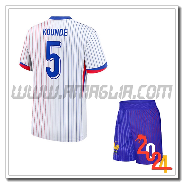 Seconda Maglia Squadra Francia Bambino KOUNDE #5 2024 2025