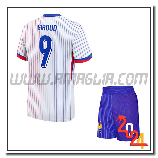 Seconda Maglia Squadra Francia Bambino GIROUD #9 2024 2025