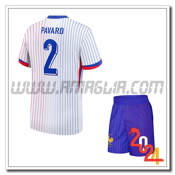Seconda Maglia Squadra Francia Bambino PAVARD #2 2024 2025
