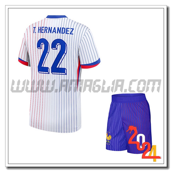 Seconda Maglia Squadra Francia Bambino T. HERNANDEZ #22 2024 2025