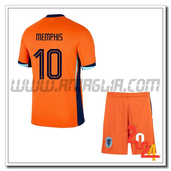 Prima Maglia Squadra Paesi Bassi Bambino MEMPHIS #10 2024 2025