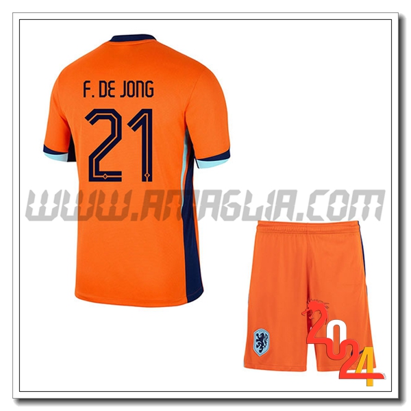 Prima Maglia Squadra Paesi Bassi Bambino F.DE JONG #21 2024 2025