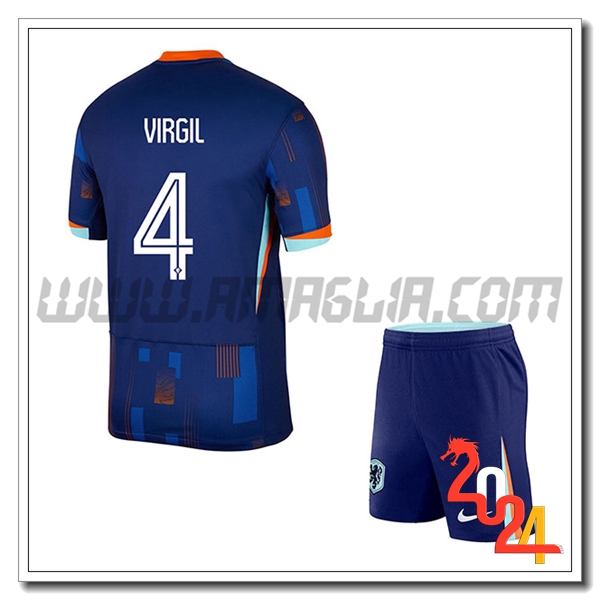 Seconda Maglia Squadra Paesi Bassi Bambino VIRGIL #4 2024 2025