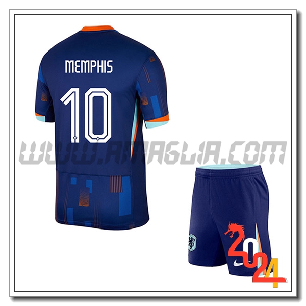 Seconda Maglia Squadra Paesi Bassi Bambino MEMPHIS #10 2024 2025