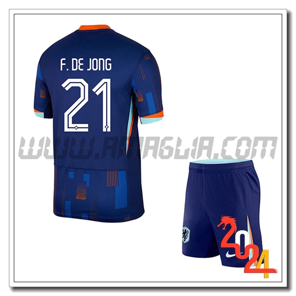Seconda Maglia Squadra Paesi Bassi Bambino F.DE JONG #21 2024 2025