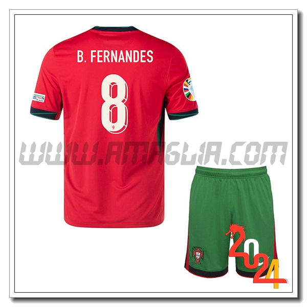 Prima Maglia Squadra Portogallo Bambino B. FERNANDES #8 2024 2025