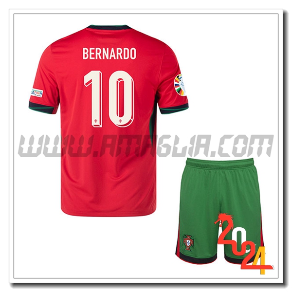 Prima Maglia Squadra Portogallo Bambino BERNARDO #10 2024 2025