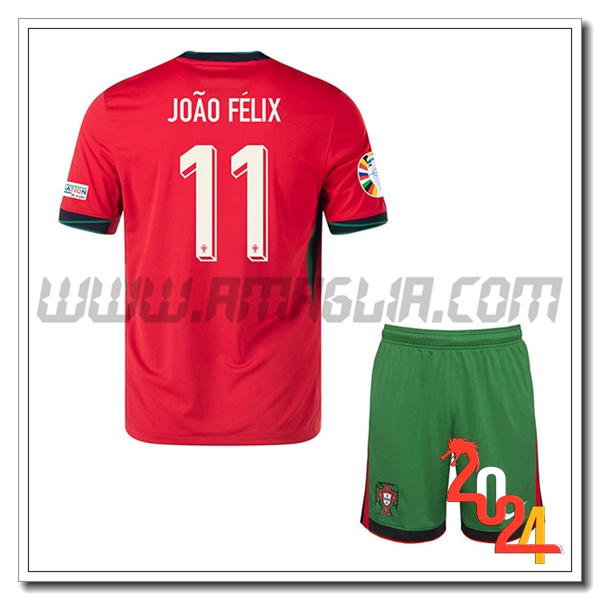 Prima Maglia Squadra Portogallo Bambino JOA0 FELIX #11 2024 2025