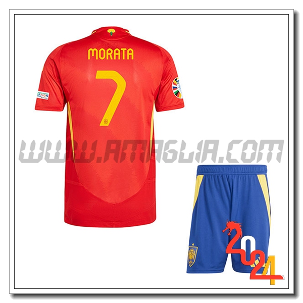 Prima Maglia Squadra Spagna Bambino MORATA #7 2024 2025