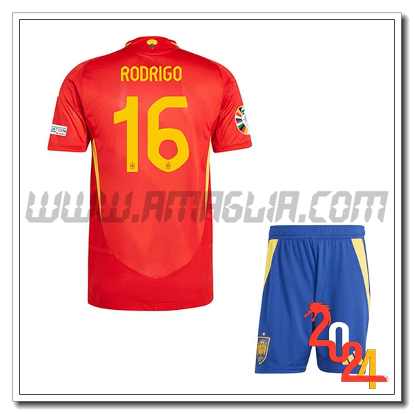 Prima Maglia Squadra Spagna Bambino RODRIGO #16 2024 2025