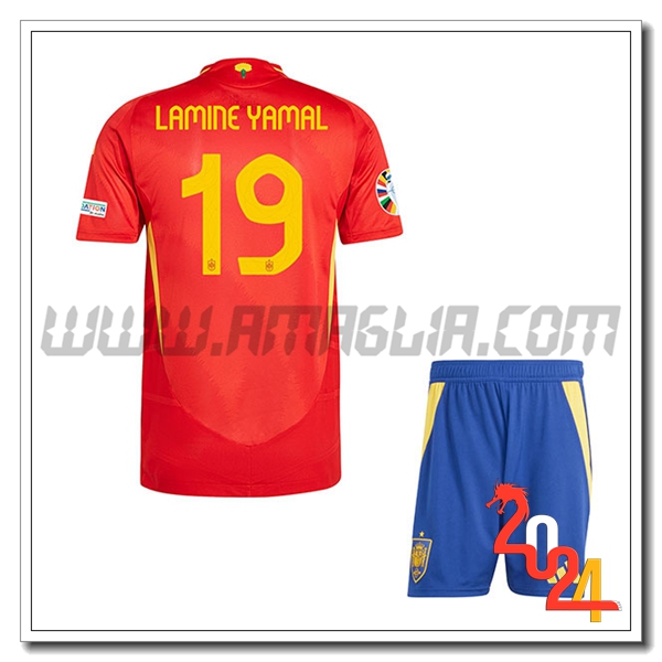 Prima Maglia Squadra Spagna Bambino LAMINE YAMAL #19 2024 2025