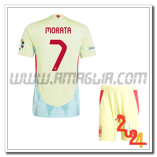 Seconda Maglia Squadra Spagna Bambino MORATA #7 2024 2025