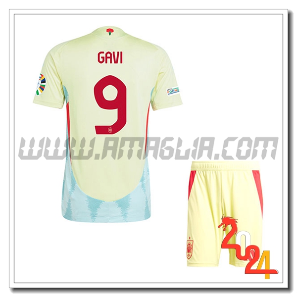 Seconda Maglia Squadra Spagna Bambino GAVI #9 2024 2025