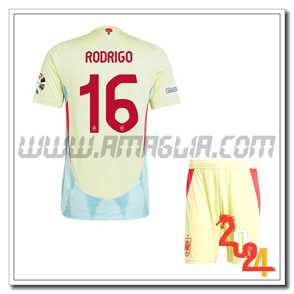 Seconda Maglia Squadra Spagna Bambino RODRIGO #16 2024 2025