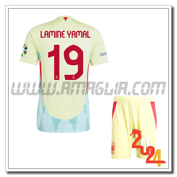 Seconda Maglia Squadra Spagna Bambino LAMINE YAMAL #19 2024 2025