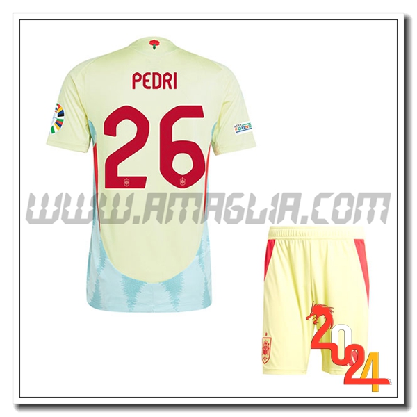 Seconda Maglia Squadra Spagna Bambino PEDRI #26 2024 2025