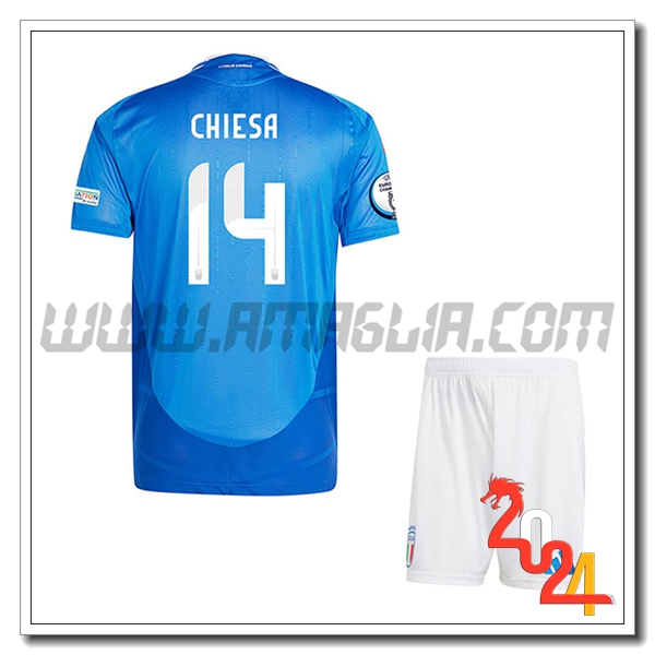 Prima Maglia Squadra Italia Bambino CHIESA #14 2024 2025