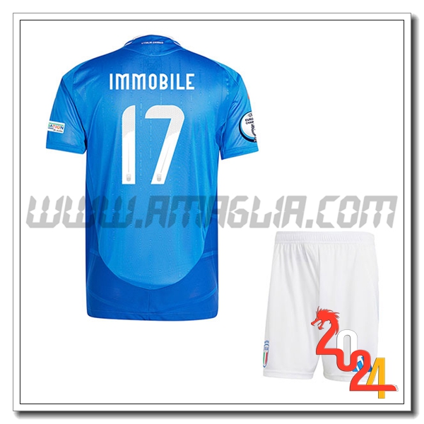 Prima Maglia Squadra Italia Bambino IMMOBILE #17 2024 2025