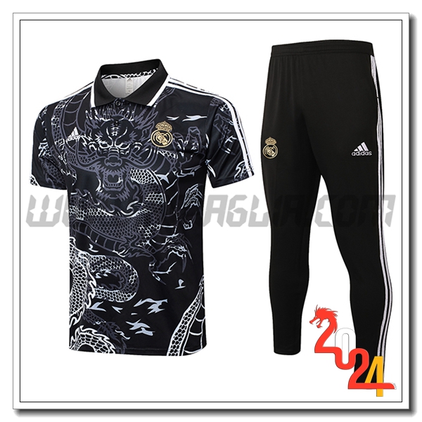 Kit Maglia Polo Real Madrid Nero/Bianco 2024 2025