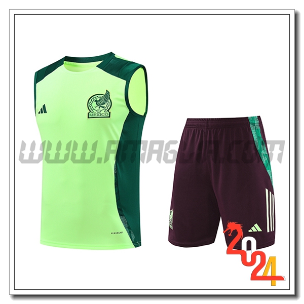 Kit Canotta Allenamento Messico Verde/Marrone 2024 2025