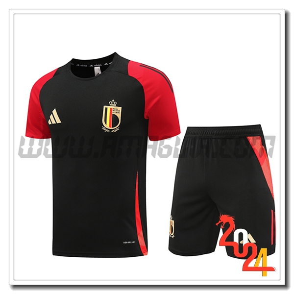 Kit Maglia Allenamento Belgio Nero/Rosso 2024 2025