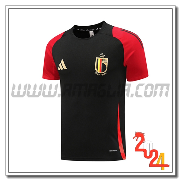 T Shirt Allenamento Belgio Nero/Rosso 2024 2025