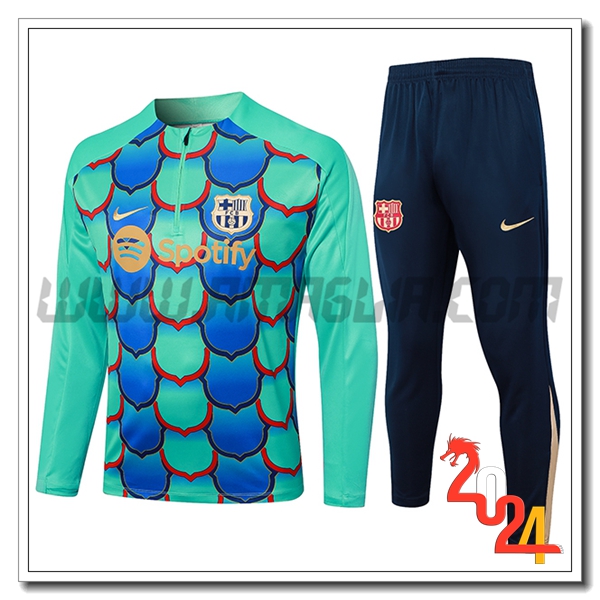 Tuta Allenamento FC Barcellona Verde/Blu 2024 2025