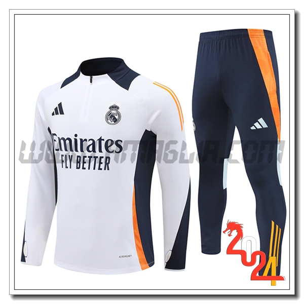 Tuta Allenamento Real Madrid Bianco/Arancia/Blu 2024 2025