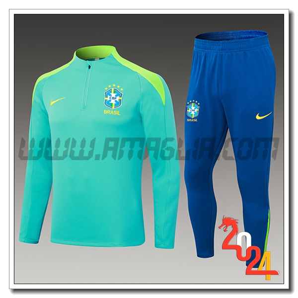Tuta Allenamento Brasile Bambino Verde 2024 2025 -02