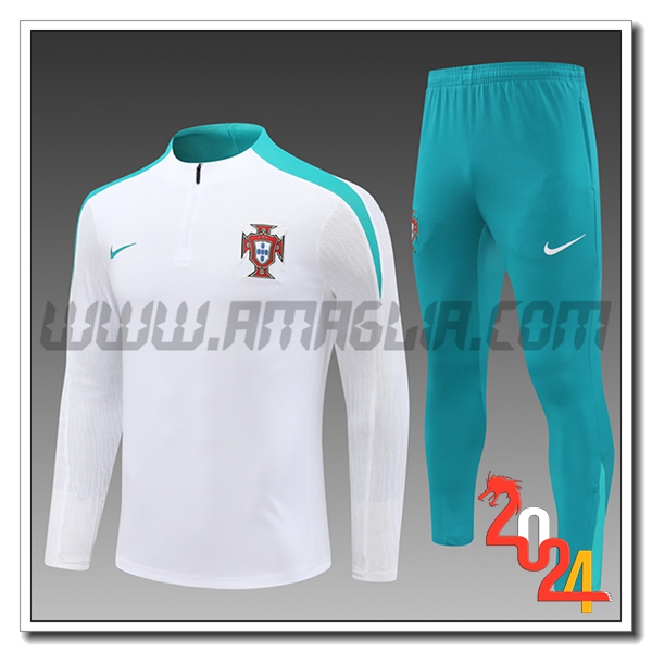 Tuta Allenamento Portogallo Bambino Bianco/Verde 2024 2025