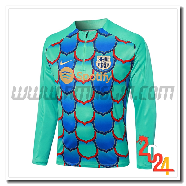 Felpa Allenamento FC Barcellona Verde/Blu 2024 2025