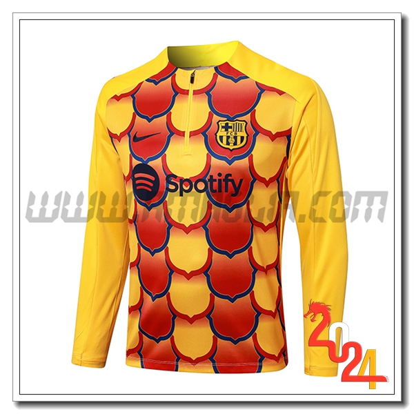 Felpa Allenamento FC Barcellona Giallo/Rosso 2024 2025