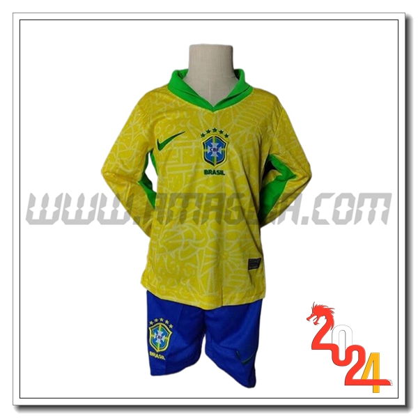 Kit Maglia Brasile Maniche lunghe Bambino Prima 2024 2025