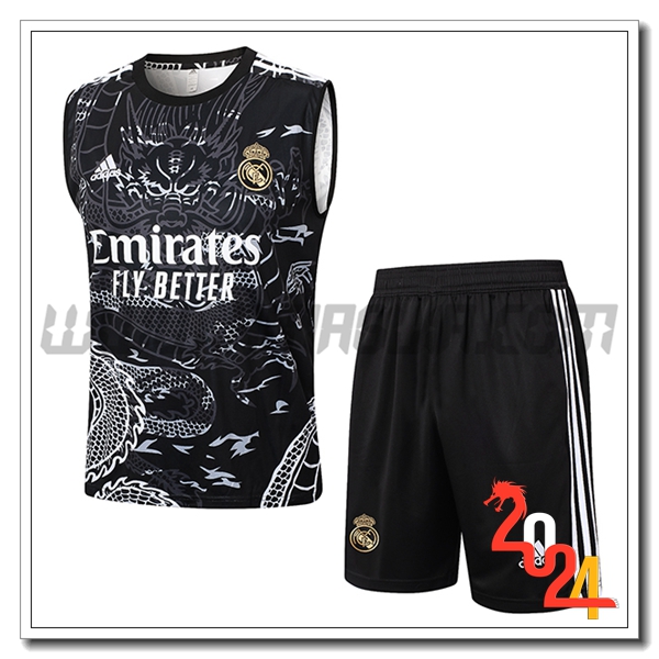 Kit Canotta Allenamento Real Madrid Nero/Bianco 2024 2025