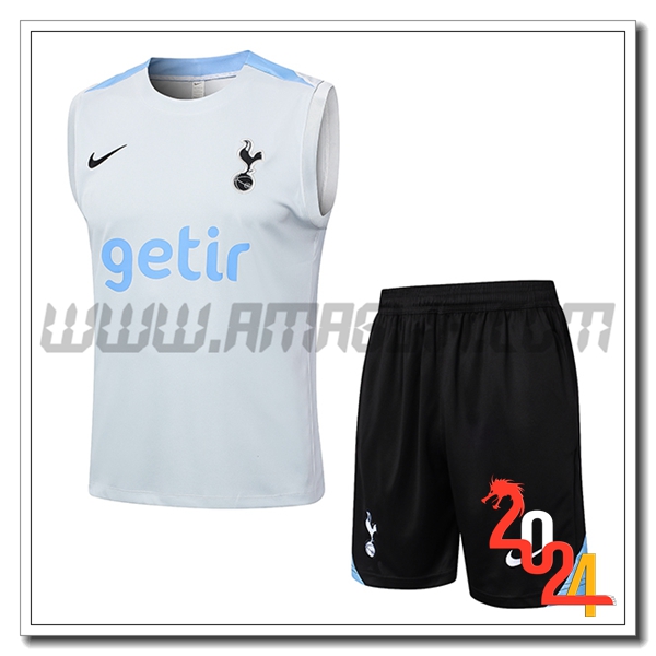 Kit Canotta Allenamento Tottenham Hotspur Grigio Chiaro 2024 2025