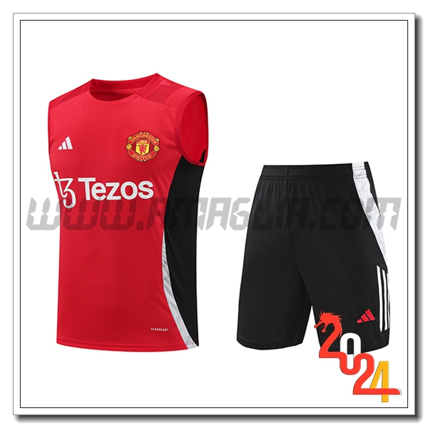 Kit Canotta Allenamento Manchester United Rosso/Nero 2024 2025