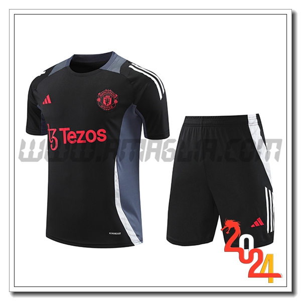 Kit Maglia Allenamento Manchester United Nero/Grigio 2024 2025