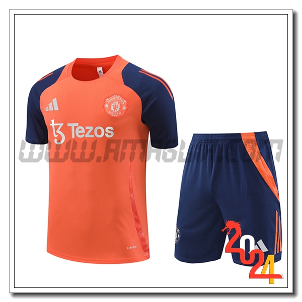 Kit Maglia Allenamento Manchester United Arancia/Blu 2024 2025