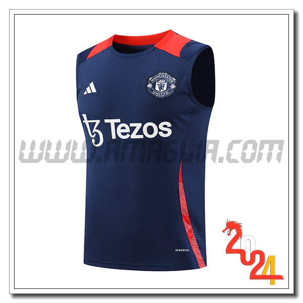 Canotta Allenamento Manchester United Blu Scuro 2024 2025